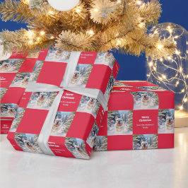 White French Bulldog in Snow Red Christmas Geschenkpapier