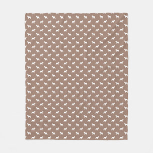 White French BullDog Konturen auf Khaki Beige Fleecedecke