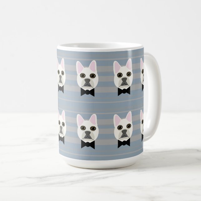 White French Bulldog, Streifen Kaffeetasse (VorderseiteRechts)