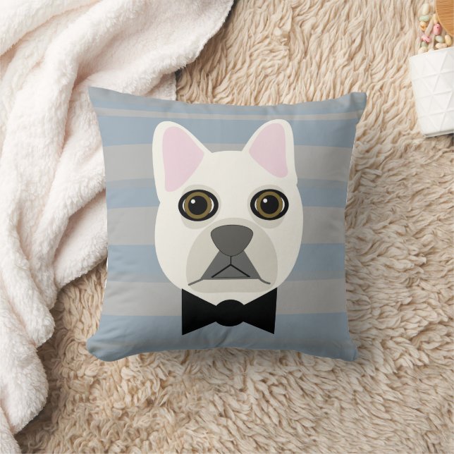 White French Bulldog, Streifen Kissen (Decke)
