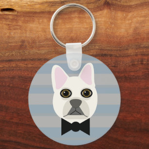 White French Bulldog, Streifen Schlüsselanhänger