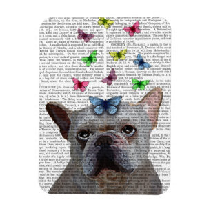 White French Bulldog und Butterfliegen Magnet