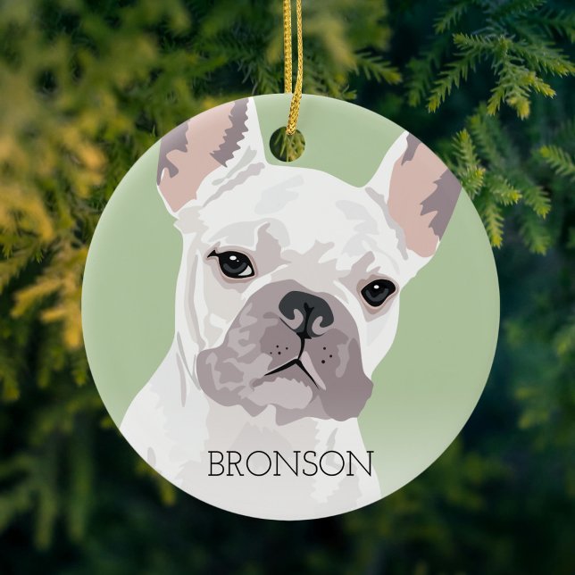 White French Bulldog Weihnachten Keramik Ornament (Von Creator hochgeladen)
