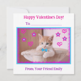 White Funky Kids Kitten Klassenzimmer Valentine's Feiertagskarte