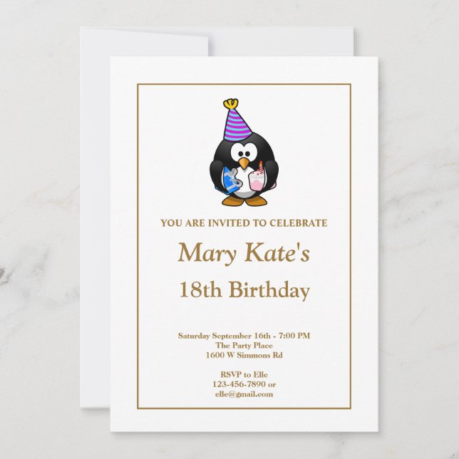 White Funny 18th Birthday Party Invitation (Devant)