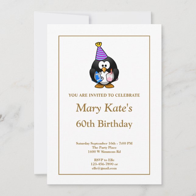 White Funny 60th Birthday Party Invitation (Devant)
