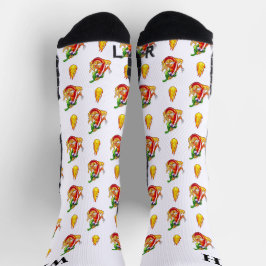 White Funny Fireman Chili Muster personalisierbar Socken