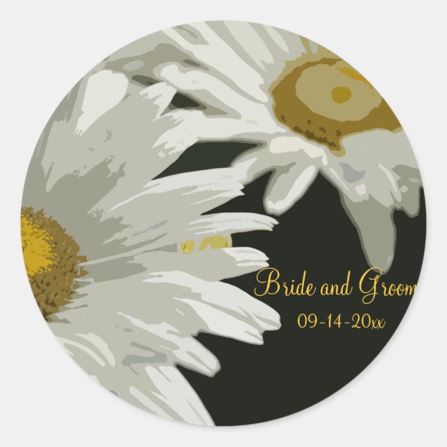 White Garden Daisies Hochzeiten Umschlag Aufkleber (Vorderseite)