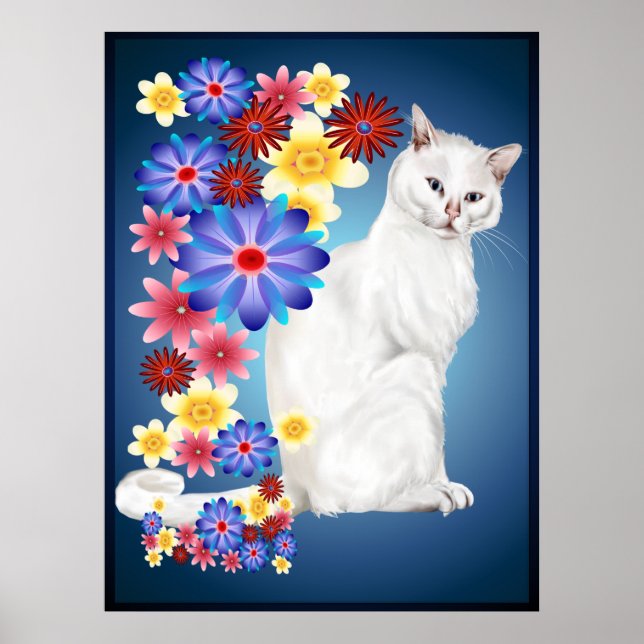 White Garden Kitty Poster (Vorne)