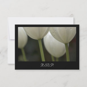 White Garden Tulips Spring Wedding RSVP Card Karte
