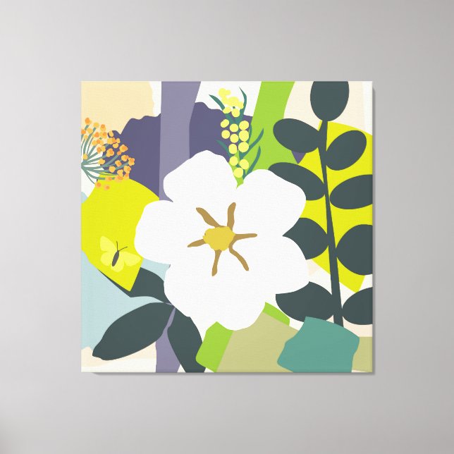 White Gardenia Abstrakt Florals Farbblock Moderner Leinwanddruck (Vorderseite)