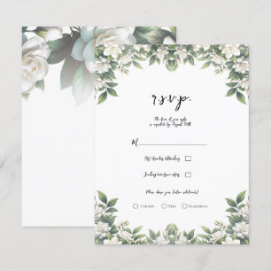 White Gardenia Blume Elegante Blumenhochzeit RSVP Einladung