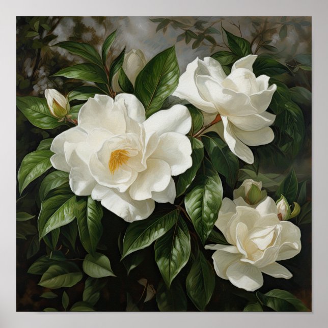 White Gardenias Blume Art Print Poster (Vorne)