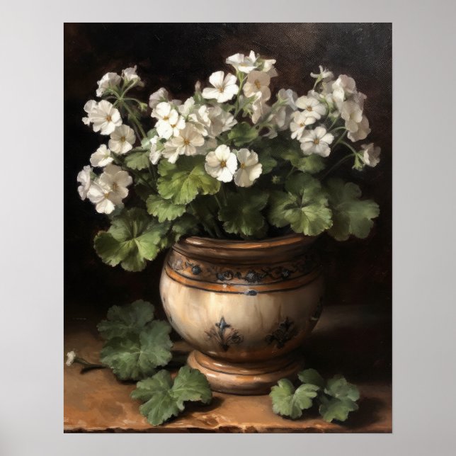 White Geranium Blume Art Print Poster (Vorne)