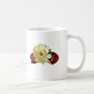 White Gerbera Daisy mit Rosenknospe Kaffeetasse
