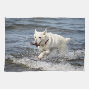 White German Shepard am George Lake Handtuch