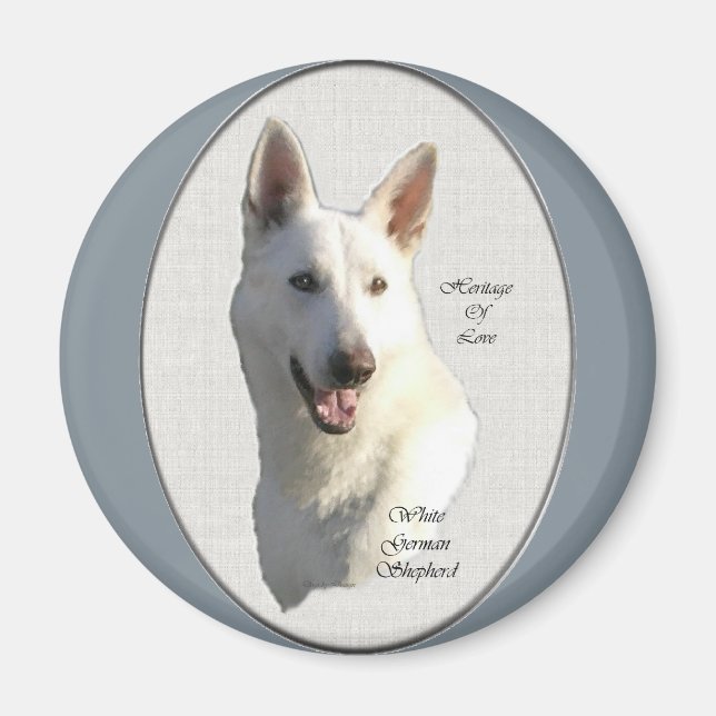 White German Shepherd Geschenke Magnet (Vorne)