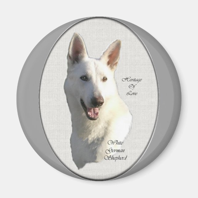 White German Shepherd Geschenke Magnet (Vorne)