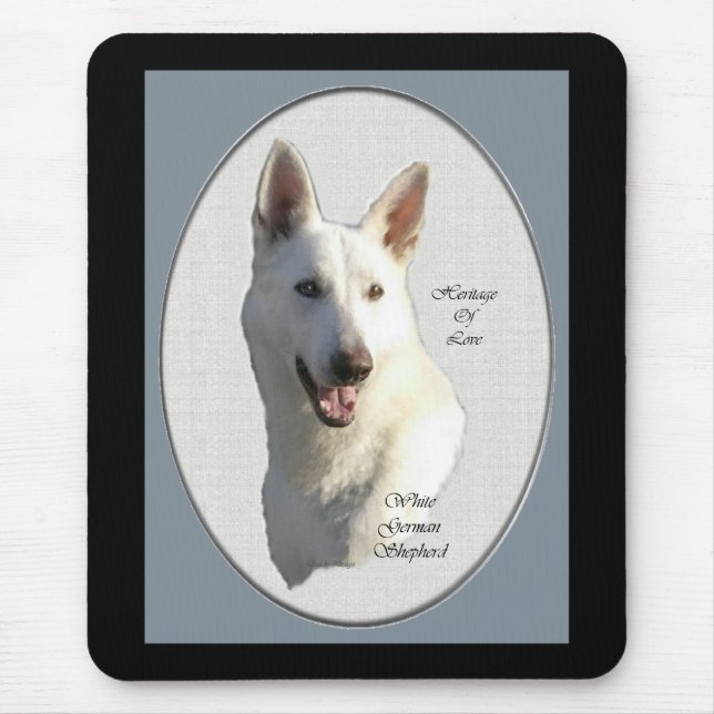White German Shepherd Geschenke Mousepad (Vorne)