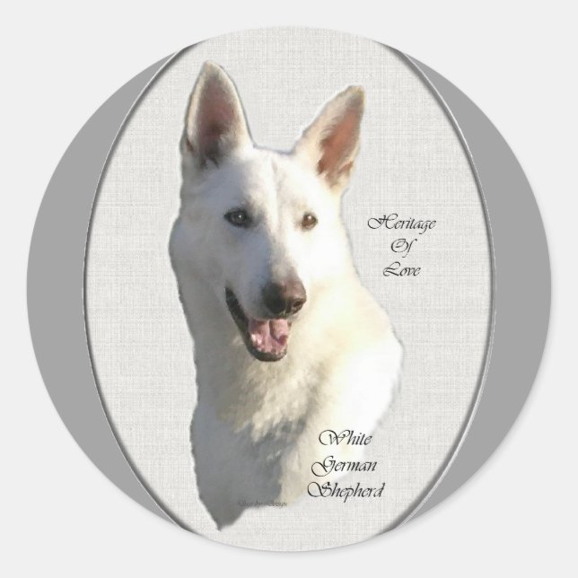 White German Shepherd Geschenke Runder Aufkleber (Vorderseite)