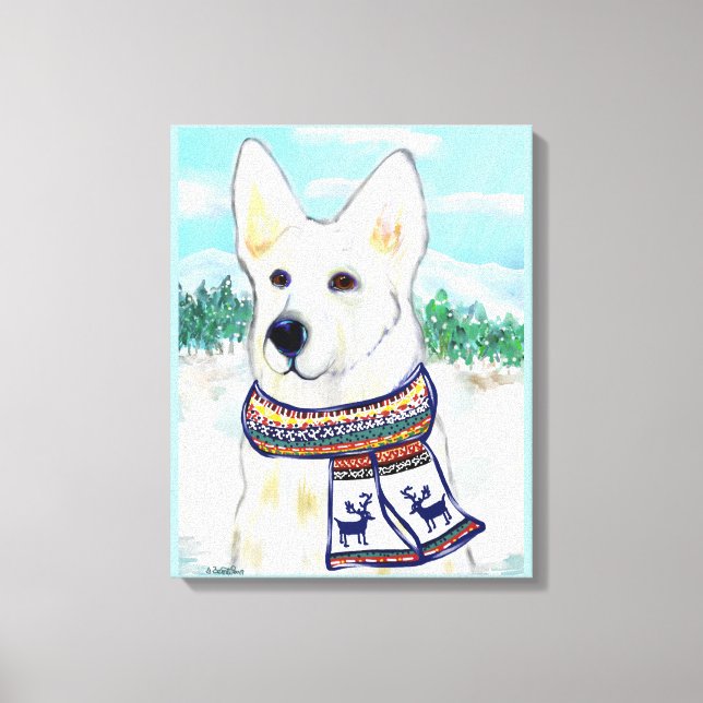 White German Shepherd Leinwanddruck (Vorderseite)