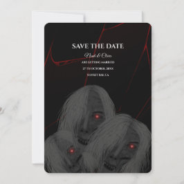 White Ghost Gothic Spider Dark Moody Halloween Save The Date