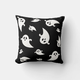 White Ghost-Silhouetten auf schwarz-spöttisch Hall Kissen