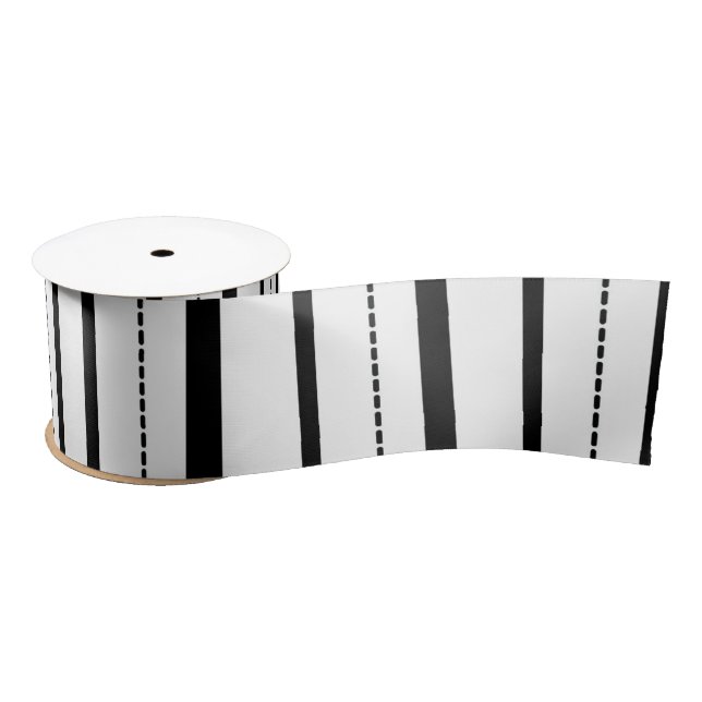 White Gingham Stripe Pattern Satinband (Spule)