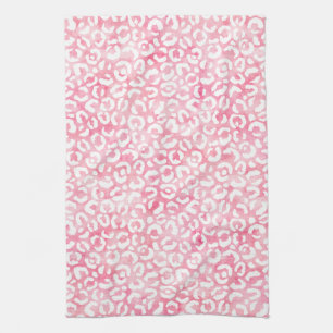 White Girl Pink Wasserfarbe Leopard Print Geschirrtuch