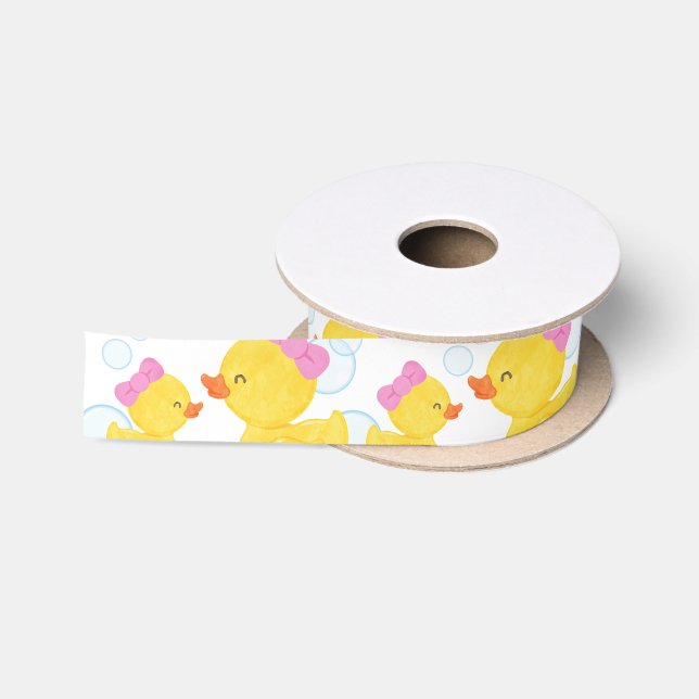 White Girl Rubber Duck Ribbon Satinband (Spule)