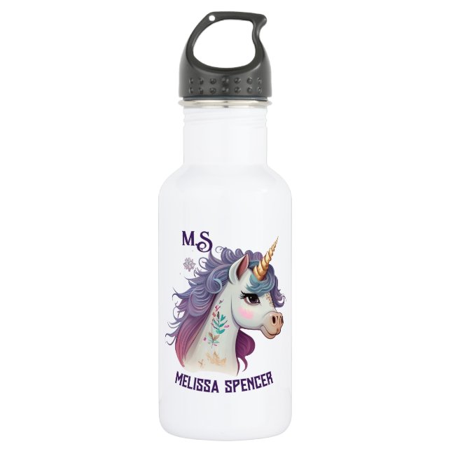 White Girls' Niedlich Elegantes Lila magisches Ein Edelstahlflasche (Vorderseite)