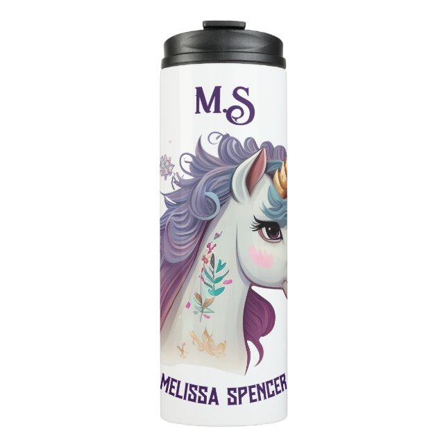 White Girls' Niedlich Elegantes Lila magisches Ein Thermosbecher (Vorderseite)