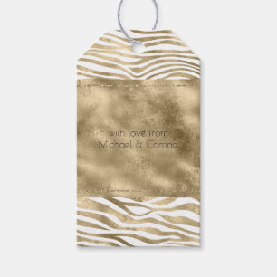White Glam Gold Zebra Animal Print Geschenkanhänger
