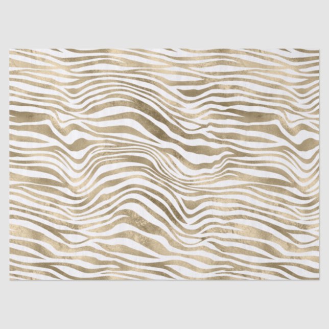 White Glam Gold Zebra Animal Print   Seidenpapier (Vorderseite)