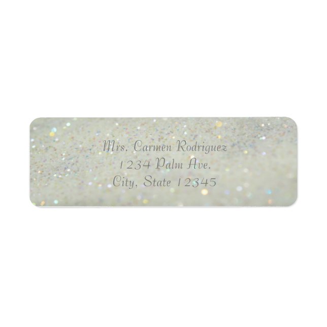White Glitzer Glam Bokeh Sparkle Address Labels (Vorne)