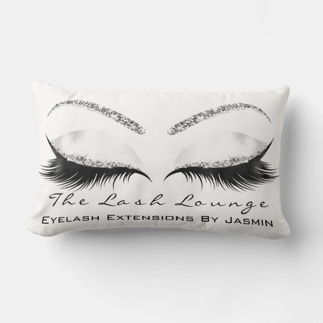 White Glitzer Gray Makeup Eyes Lashes Beauty Lendenkissen (Vorderseite)