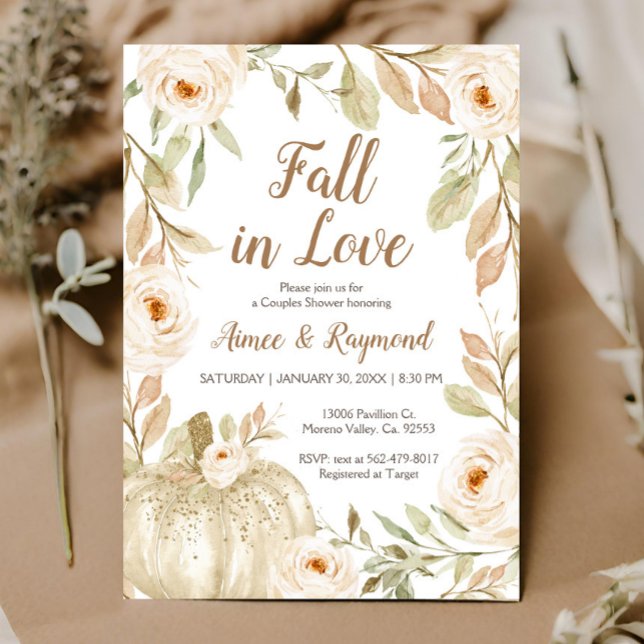 White Glitzer Pumpkin Couples Dusche Einladung (Von Creator hochgeladen)