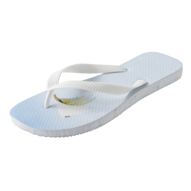 White Goffin Cockatoo auf dem Flug Australien Flip Flops (Schrägansicht)