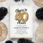 White Gold 40. Geburtstag Party Einladung<br><div class="desc">Elegante Einladungen zum 40. Geburtstag mit einem schlichten,  weißen Hintergrund,  der in jede beliebige Farbe geändert werden kann,  funkelnd Glitzer,  vierzig goldenen Helliumballons und einer modernen Textvorlage zur Feier des 40. Geburtstags,  die leicht zu personalisieren ist.</div>