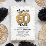 White Gold 60. Geburtstagsparty Einladung<br><div class="desc">Elegante 60. Geburtstagsfeier mit einem schlichten,  weißen Hintergrund,  der in jede beliebige Farbe verändert werden kann,  funkelnd Glitzer,  sechzig goldenen Helliumballons und einer modernen Textvorlage zum 60. Geburtstag,  die leicht zu personalisieren ist.</div>