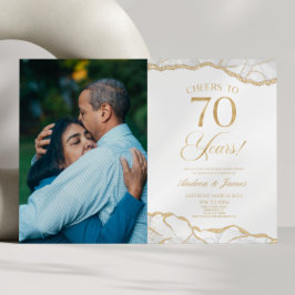 White Gold Agate 70th Wedding Anniversary Party Einladung