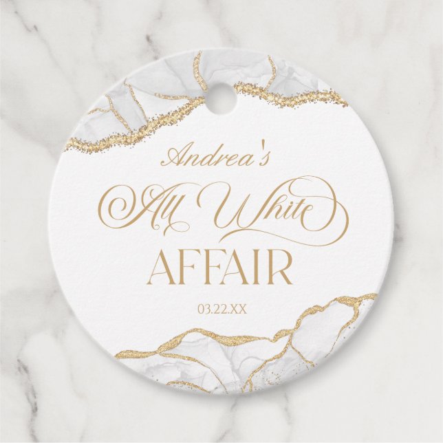White Gold Agate All White Affair Birthday Party Geschenkanhänger (Vorderseite)