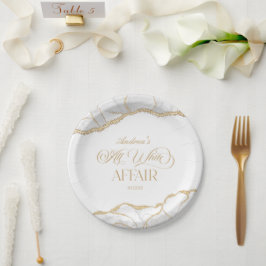 White Gold Agate All White Affair Birthday Party Pappteller