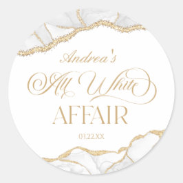 White Gold Agate All White Affair Birthday Party Runder Aufkleber
