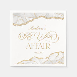 White Gold Agate All White Affair Birthday Party Serviette
