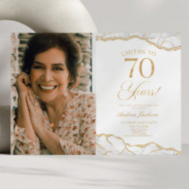 White Gold Agate Picture 70. Geburtstagsparty Einladung