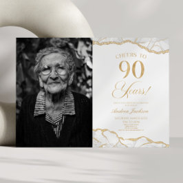 White Gold Agate Picture 90. Geburtstagsparty Einladung