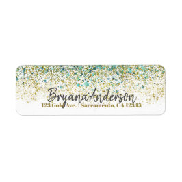 White Gold & Aquamarin Blue Glitzer Moderner Küste