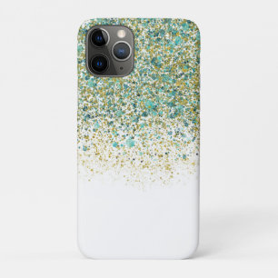 White Gold & Aquamarin Blue Glitzer Moderner Küste Case-Mate iPhone Hülle