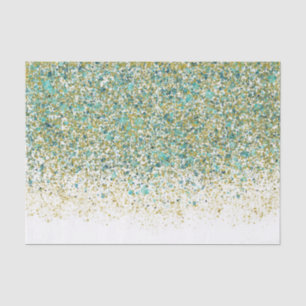 White Gold & Aquamarin Blue Glitzer Moderner Küste Seidenpapier